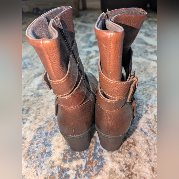BOC Josephine Leather Buckle Strap Chunky Heel Boots Brown Size 8 - Picture 4 of 6